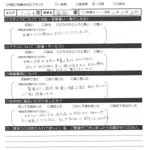 さいたま市　一日葬　お客様の声